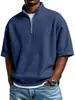 Site Independente Europeu e Americano Comércio Exterior Transfronteiriço Masculino Primavera e Verão Manga Curta Solta Zíper Gola Alta Camiseta Top Casual Novo Estilo