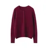 Novo Cardigã de Cashmere Puro Outono e Inverno Feminino Gola Redonda Jaqueta Tricotada Suéter Grosso Solto Top Casual