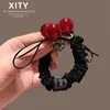 Diadema de Pelo con Cuentas Rojas Ankela para Mujer, Accesorio de Cola de Caballo Moderno, Nueva Cuerda para el Cabello de Alta Elasticidad Estilo Moño