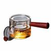 Tetera de Vidrio para hacer té, tetera con asa lateral, calentador de té, tetera, juego de té de vidrio, asa de madera, filtro, tetera para estufa eléctrica de cerámica