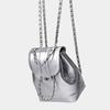 Mochila preta legal bonita punk estilo preppy quadrado estilo Chanel corrente de losango portátil bolsa de ombro de couro encerado a óleo