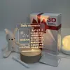 Venta caliente transfronteriza base de madera maciza Tablero de mensajes luz de noche 3D Luz creativa acrílico lámpara de mesa de ambiente