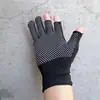 Guantes de trabajo transpirables resistentes al desgaste de dos dedos expuestos al por mayor para hombres y mujeres, guantes de trabajo de nailon de medio dedo antiestáticos industriales para recolección de té