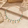 Set de collar y pulsera de concha marina y circón de moda europea y americana transfronterizo, joyería de cuello en capas de lujo ligero, venta al por mayor de accesorios