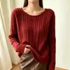 Suéter de Punto Cableado con Lentejuelas Cuello Redondo para Mujer 2026 Otoño Invierno Nuevo Estilo Estilo Perezoso Color Sólido Suave Manga Larga Top de Punto