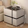 Mesita de noche inteligente, simple y moderna, multifuncional con carga inalámbrica y altavoz, gabinete de mesita de noche de madera maciza de lujo ligero para uso en el hogar del dormitorio