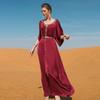 Vestido Ba7031 Borgoña sin hombros con diseño de pedrería cosido a mano, Adecuado para Fiestas y Celebraciones Festivas