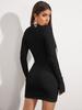 Colección Otoño/Invierno 2026 Nueva Marca Independiente Transfronteriza Europea y Americana Cuello en V Ajustado Manga Larga Sexy Bodycon Vestido Corto para Mujer