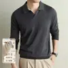 Suéter de lana de seda para hombre con cuello de gaviota, otoño 2026 nuevo, color liso, estilo old money, suéter base casual de punto para hombre