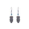 Aretes de Atrapasueños Geométricos Turquesa Étnico con Borla de Plumas Aretes Bohemios de Búho con Bronce Tallado