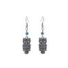 Aretes Turquesa Bohemios Palma Búho Bronce Tallado Geométrico Atrapasueños Pluma Borla