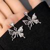 Colección de Aretes de Viento Metálicos Europeos y Americanos de Aguja de Plata Aretes de Borla Geométricos de Alto Sentido Aretes de Diamantes de Mariposa Estrella Ins