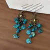 Pendientes de concha con borla azul Sea Valley Blue para vacaciones en la playa Pendientes largos vibrantes Pendientes versátiles de estilo juvenil