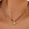 Colar Colar com Pingente de Letra Inicial A-Z Novo Transfronteiriço Europeu e Americano Moda Personalizado Colorido com Contas Colar de 26 Letras Joias