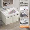 Lavabo de baño de acero inoxidable blanco leche con panal de abeja, lavabo integrado de cerámica, mueble de baño