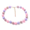 Collar de cuentas apilable de estilo resort, cuentas redondas de colores macarrón, para uso diario, ambiente femenino