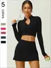 Contas Coloridas Transfronteiriças Justas de Manga Comprida Roupa de Yoga Esportiva Outono e Inverno de Alta Intensidade Secagem Rápida Corrida Nylon Conjunto de Fitness Yoga