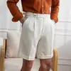 Pantalones cortos de verano para hombre estilo italiano Nápoles, pierna recta, pantalones de traje de caballero estilo británico hasta la rodilla