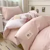 Juego Puro de Algodón de Tres Piezas para Camas de Dormitorios Universitarios, Sábana de Algodón de Color Sólido, Sábana Ajustable, Funda de Edredón, Juego de Cama Individual para Estudiantes de Preparatoria