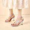 Sandalias Europeas y Americanas con Faldas, Tacones Altos de Aguja para Mujer, Versátiles Elegantes, Zapatos Romanos para Mujer de Oficina, Nuevo Verano 2025