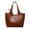 Bolsa tote de couro encerado estilo Maillard vintage para mulheres, bolsa de grande capacidade para o dia a dia, bolsa de ombro e sob o braço feminina, transfronteiriça