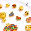 Acessórios DIY ouro de areia direto da fábrica pingente de leão de fazer fortuna com furo passante pulseira colar broche de leão feminino ouro de areia