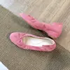 Versión de Piel de Oveja Aumento Interior Lazo Boca Baja Zapatos Individuales para Mujer Cuero Genuino Moda Suela Suave Slip-on Zapatos Planos de Ballet Zapatos de Huevo