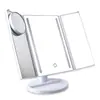 Espejo de maquillaje LED tipo barra de luz de 24 luces, estilo e-commerce transfronterizo, espejo de escritorio de tres pliegues, espejo con atenuación continua
