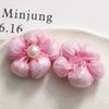 Zhen Tu Tecido Estilo Coreano Pérola Perolada Florzinha Pérola Flor de Cinco Pétalas Tridimensional Acessório de Cabelo Doce e Elegante para DIY Materiais de Grampo de Cabelo