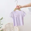 Estilo Novo de Verão 2025 Meninas Manga Curta Doce Macaron Verão Gelo Seda Finos Tops para Meninas Mais Velhas