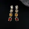 Brinco Longo Gota de Diamante Flash de Gema Champanhe Brincos para Mulheres High-end Elegante Atmosférico Retro Moda Brincos