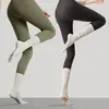 Calcetines de yoga con punta redonda, antideslizantes, estilo de tubo largo, color liso, transpirables, versátiles, aptos para Pilates y fitness, hasta la pantorrilla, disponibles para envío directo