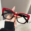 Montura de Gafas Ojo de Gato Moda Femenina Europea y Americana Color de Contraste Montura de Gafas de PC Gafas Planas Transfronterizas Gafas Antiazul