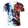 Camiseta de manga corta con estampado digital de la muerte y el fuego de Amazon para hombre, nueva para el verano, para representar una generación de cabello.