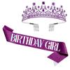 Corona de cumpleaños más vendida transfronteriza, conjunto de cumpleaños para niña, corona de diamantes de imitación para niña, cinta ritual