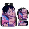 Mochila Escolar Exclusiva One Piece Três Peças Conjunto Mochila Rei do Mar Grande Capacidade Mochila para Aluno do Ensino Médio