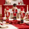 Set de cascanueces soldado de madera rojo y blanco decoración de chimenea decoración de árbol de Navidad adorno de escritorio mesita de noche