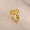 Moda Europea y Americana Estilo Ins Anillo Simple de Acero de Titanio Geometría Asimétrica Acero Inoxidable Chapado en Oro de 18 Quilates Joyería para Dama Venta Caliente