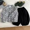 Ropa de Verano para Niños Estilo Coreano Conjunto para Niños 2026 Nuevo Verano Camiseta sin Mangas Pantalones Cortos Elegantes Conjunto de Dos Piezas para Bebé Moderno
