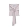 Estilo Pura Sexy Top Tubo com Gola Halter e Amarração Dupla e Conjunto Preguiçoso de Duas Peças com Efeito Emagrecedor e Saia Longa Plissada de Cintura Alta