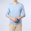 Camiseta Masculina Casual de Manga Longa com Gola Redonda, Nova Coleção Primavera/Outono 2025, Top Solto de Cor Sólida, Camisa Básica Masculina para Negócios