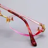 Monturas de Gafas sin Marco Terminadas para Mujer, Monturas de Gafas para Miopía de Titanio Puro Ultraligeras, Monturas de Gafas de Moda Fotocromáticas con Borde Cortado a Diamante