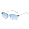 Gafas de Sol Cuadradas Sin Marco de Metal Estilo Nuevo 2026 Y2K Milenio Chica Popular Estilo Europeo y Americano con Forma Cóncava y Protección UV