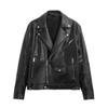 Jaqueta de Couro Masculina da Moda Primavera e Outono Solta Gola Lapela Estilosa Jaqueta Biker Curta da Moda Versátil Casaco Casual