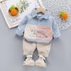 Ropa infantil Comercio Exterior Traje infantil Camisa de manga larga con solapa para niños de 0 a 4 años Camisa de algodón para bebé de dos piezas al por mayor