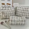 Bolsa de maquillaje con lazo a cuadros, color vibrante, gran capacidad, portátil, para viaje, para mujer, 2024