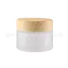 Pote de Vidro para Creme com Tampa de Madeira 5-100g Frasco Dosador Cosmético Fosco Frasco Amostra de Creme para Olhos Creme Facial Pote de Creme