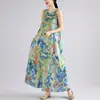 2026 Toma Real Nuevo Vestido Largo Bohemio Verano Nuevo Talla Grande Sin Mangas Cuello Redondo Vestido Estampado