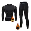 Ropa de otoño traje de hombre ropa interior térmica manga larga ajustada camiseta básica ajustada pantalones largos de otoño forrados de polar sencillo de invierno top de invierno