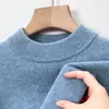 Suéter de Lã Tricotado Puyuan Outono e Inverno Novo Masculino Casual Todo em Lã Camada Base Manga Longa Cor Sólida Top Quente